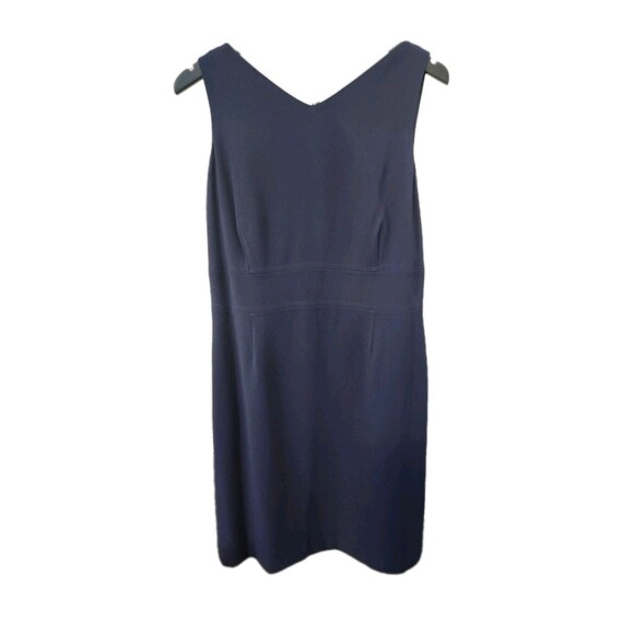 Talbots Womens 14 Petites Classic Navy Dress Knee Length Sleeveless Sheath USA - Picture 1 of 8